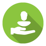 hand holding up person icon for support